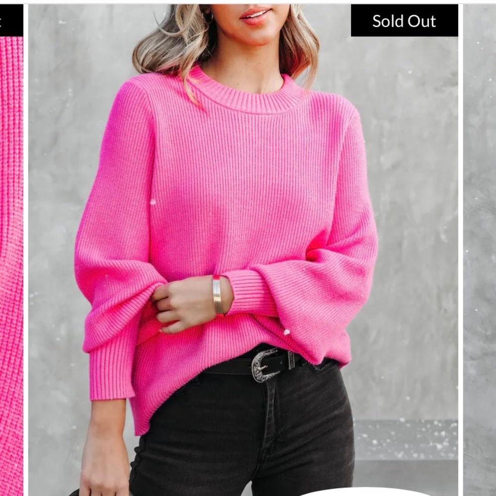 Vici hot pink ballon sleeve sweater New sz M
